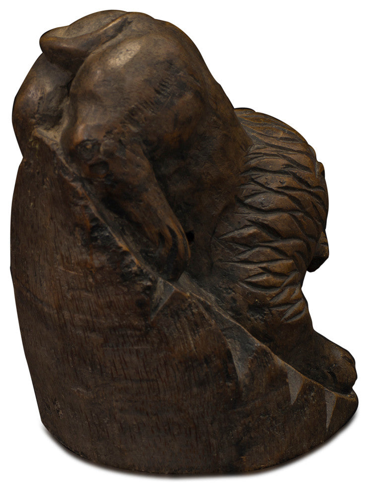 Bamboo Root Carving Lion Asian Sculpture