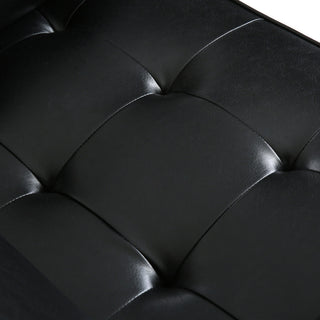 Vernon Contemporary Tufted Club Chair, Midnight + Espresso
