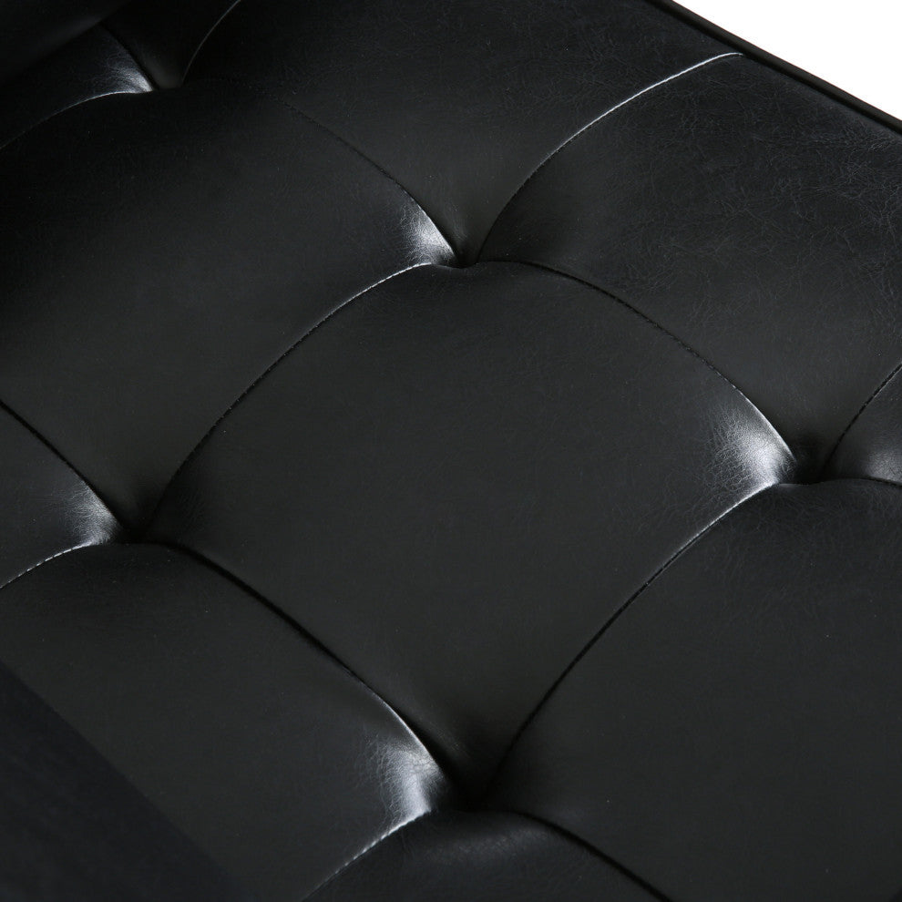 Vernon Contemporary Tufted Club Chair, Midnight + Espresso