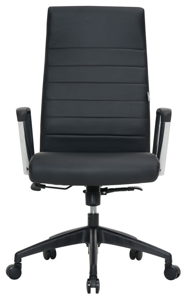LeisureMod Hilton Modern High Back Leather Conference Office Chair, Black