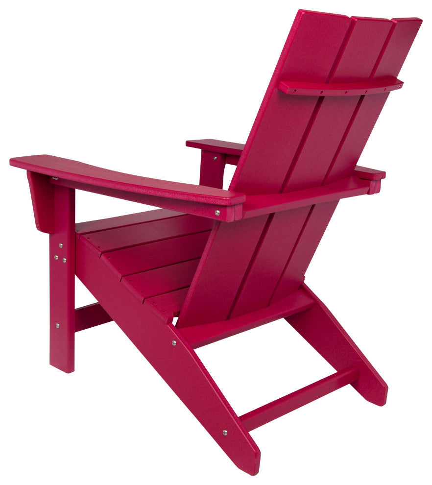 Shoreside Modern Outdoor Patio Adirondack Chair, Red