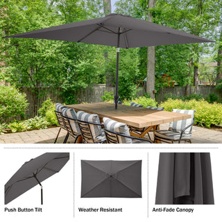 Pure Garden 10' Rectangular Patio Umbrella, Gray
