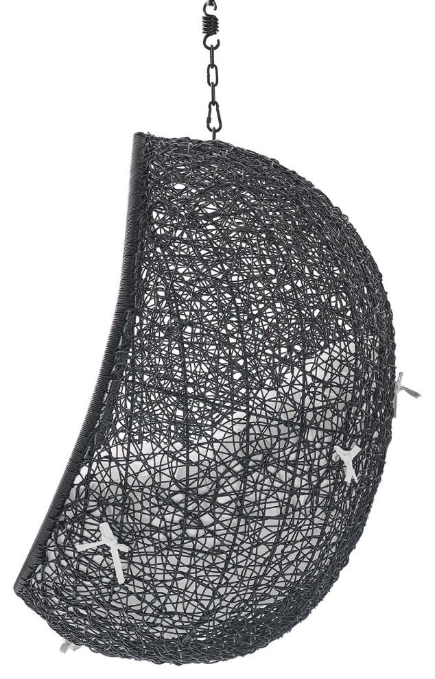 Swing Lounge Chair, Black White, Outdoor Patio Balcony Cafe Bistro Garden