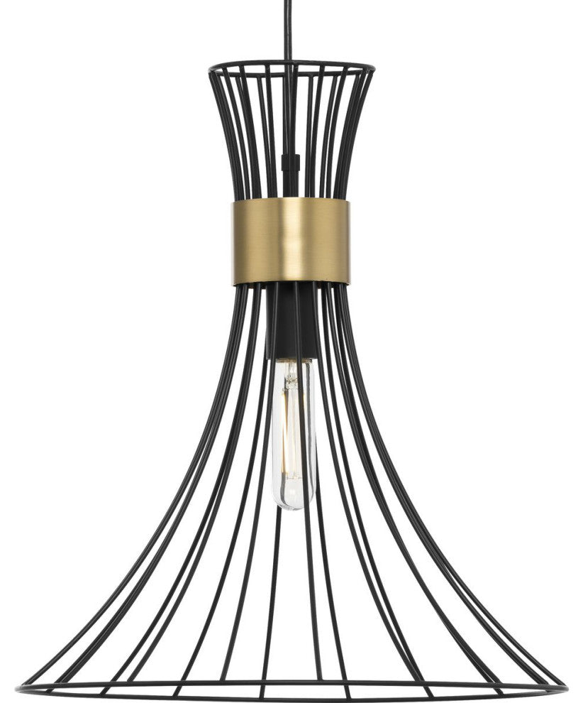 Lorin Collection One-Light Mid-Century Modern Matte Black Metal Pendant Light