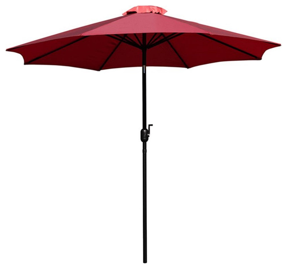 9' Round Umbrella With Crank & Tilt Function, Red