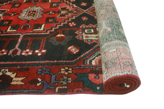 Fine Vintage Distressed Kameron Charcoal/Burgundy Runner, 3'7 x 9'11