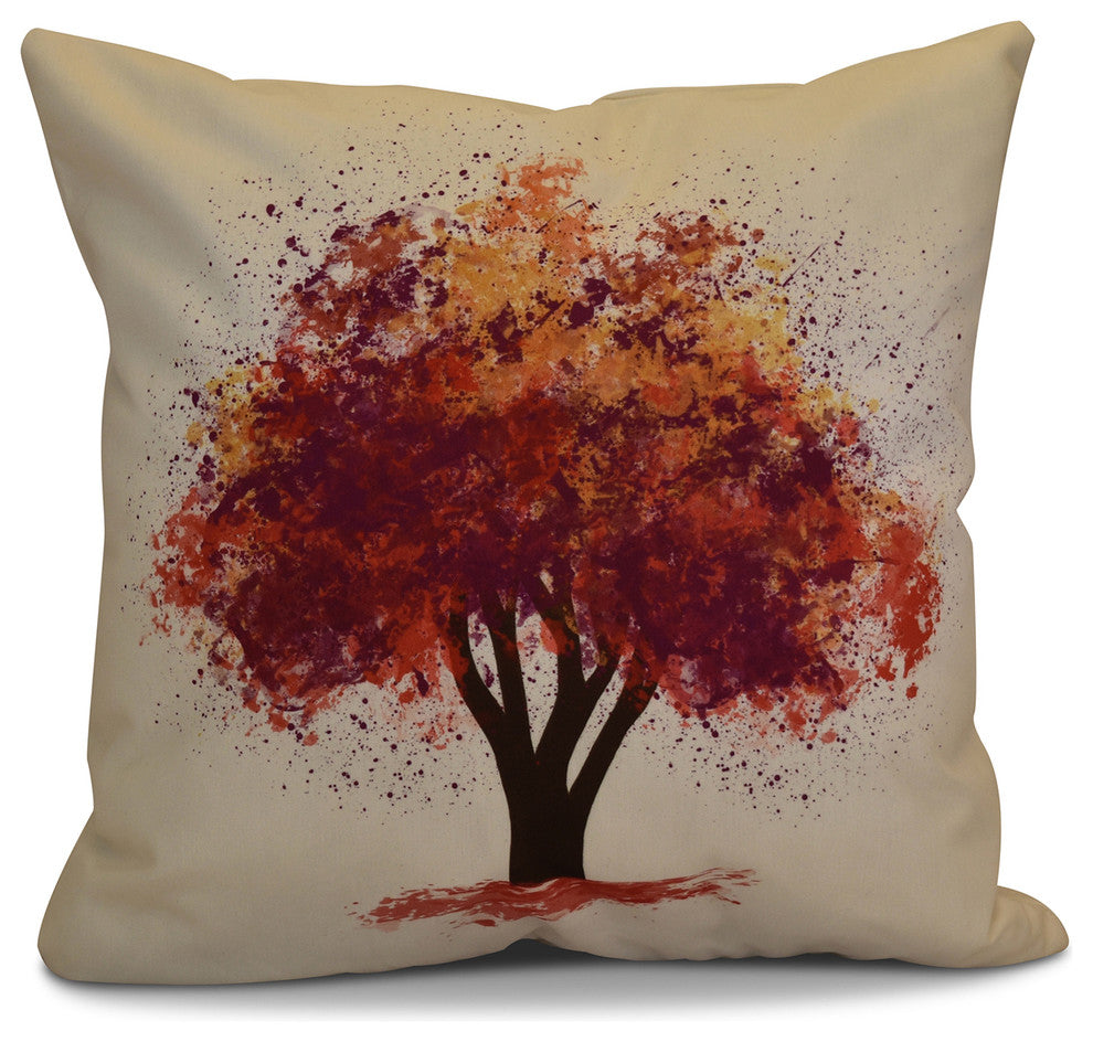Fall Bounty Floral Print Pillow, Purple, 26"x26"