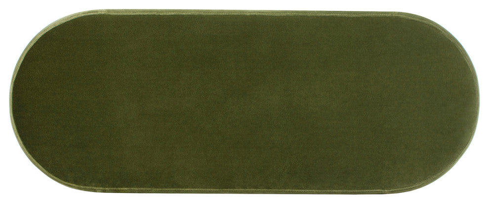 Fuji 49" Upholstered Oval Storage Bench, Olive Green
