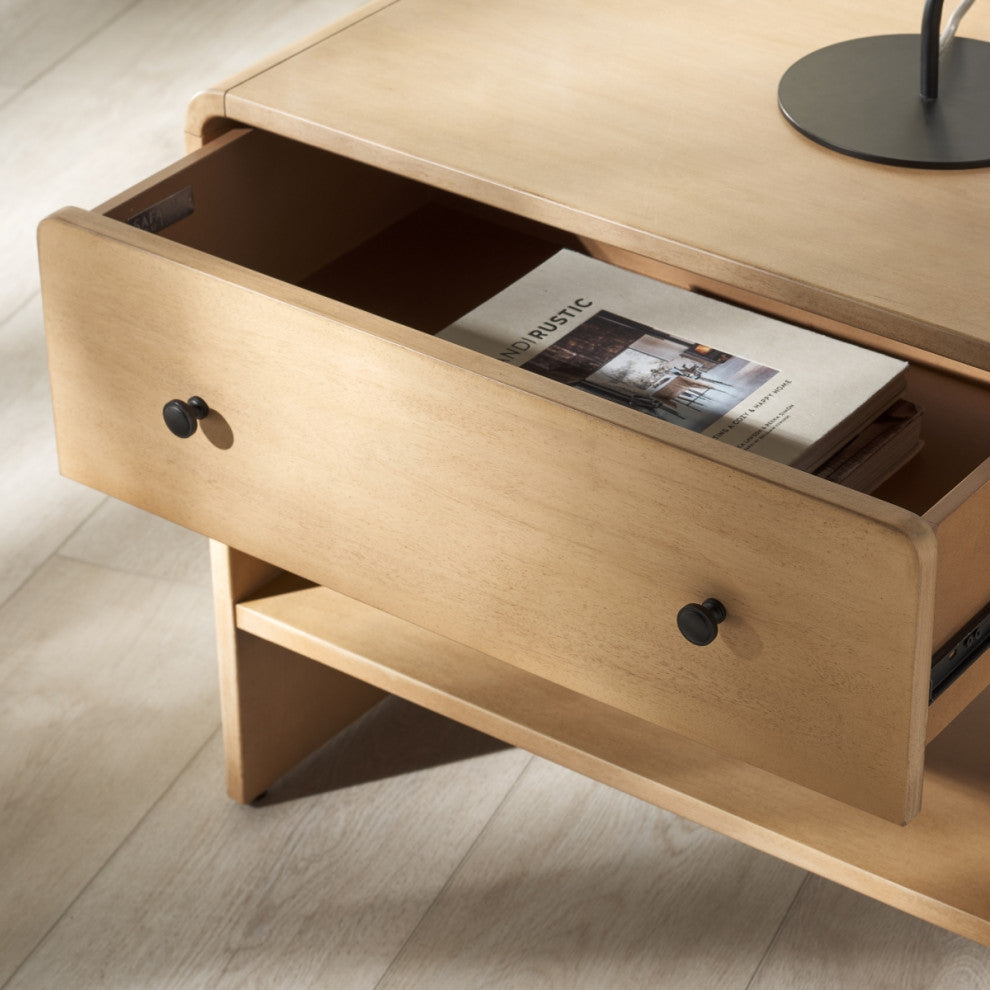 Safavieh Couture HayDriana 1 Drawer Wood Nightstand, Natural