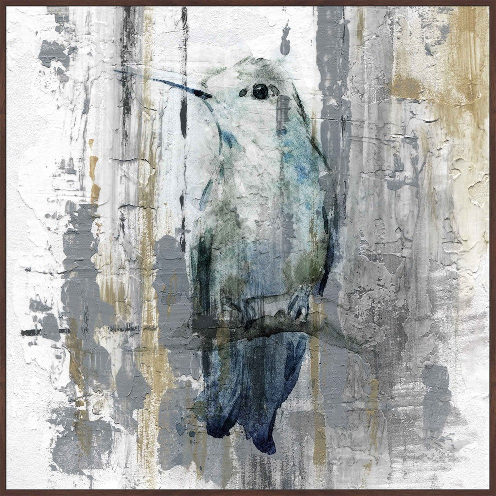 "Perching Grey" Floater Framed Painting Print on Canvas, 20"x20"