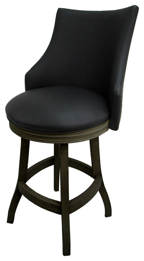 Swivel Wood Counter Bar Stool 26", Bellissima, Black - Dark Shadow