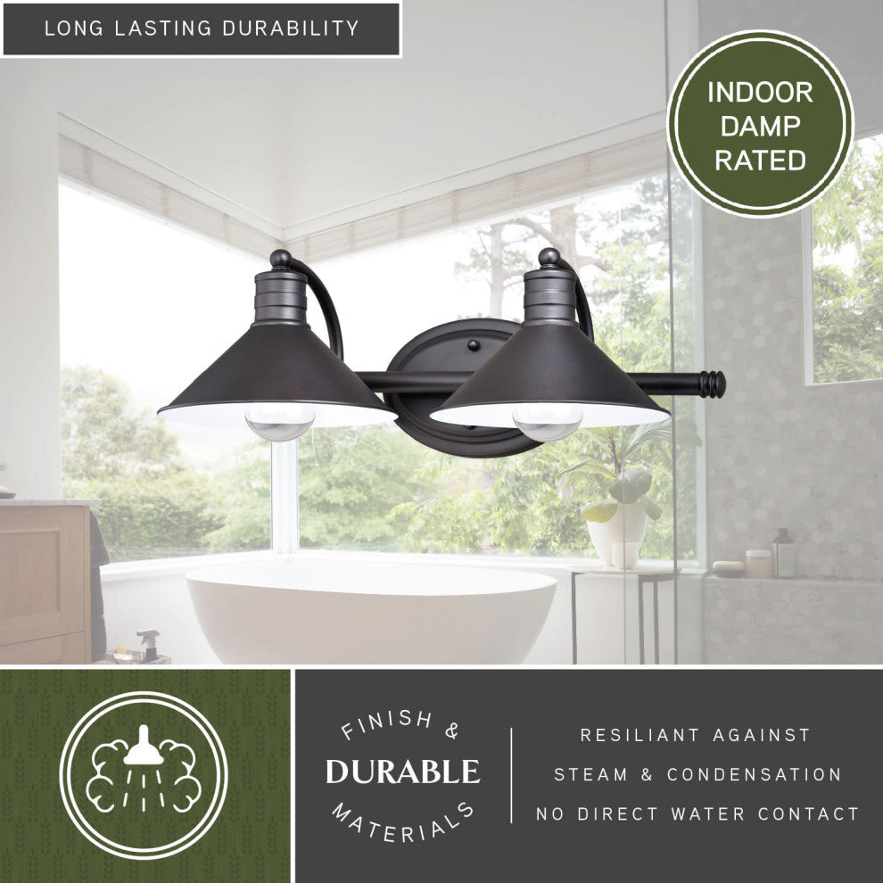 Akron 2-Light Vanity Oil Rubbed Bronze and Matte White