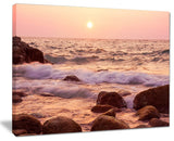 "Foam Waves Hitting Rocky Coast" Seashore Canvas Print, 20"x12"