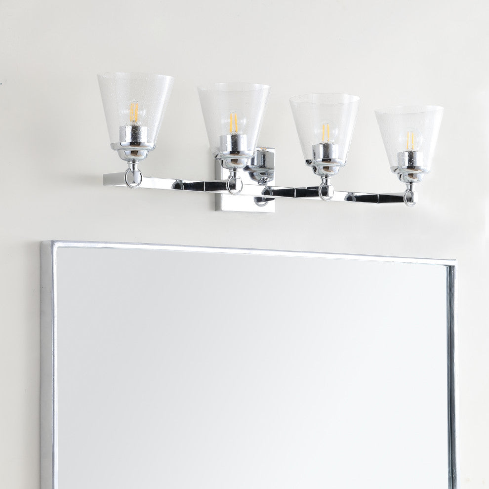 Marion Hurricane Metal, Glass Vanity Light, Chrome, 4-Light
