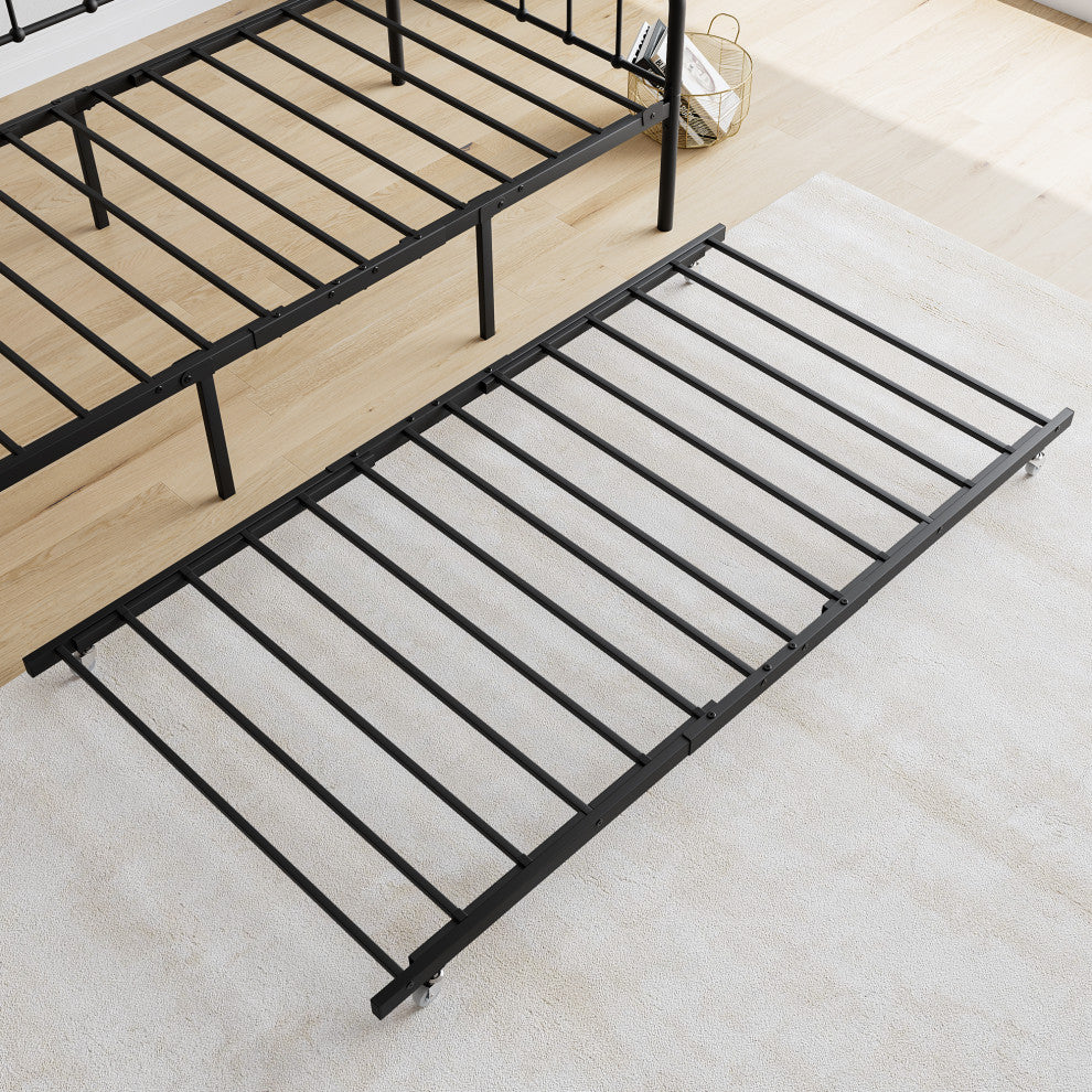 Gewnee Twin Size Metal Daybed Frame with Trundle