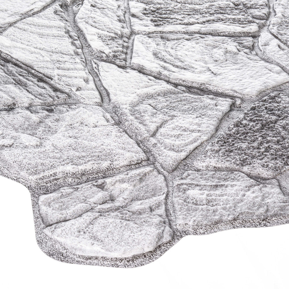 Faux Stone PVC 3D Wall Panels, White Charcoal, Sample, 9x9"