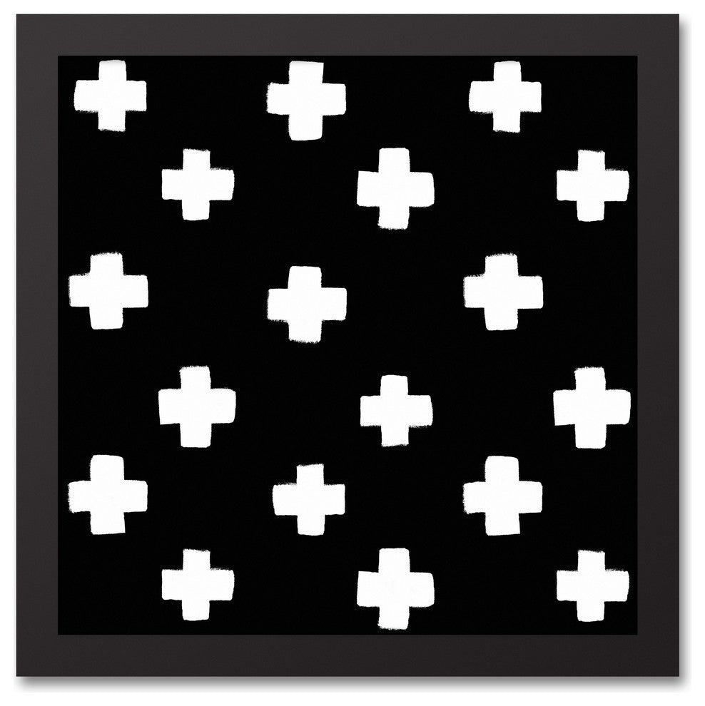 Black and White Swiss Cross Framed Canvas, 12"x12"