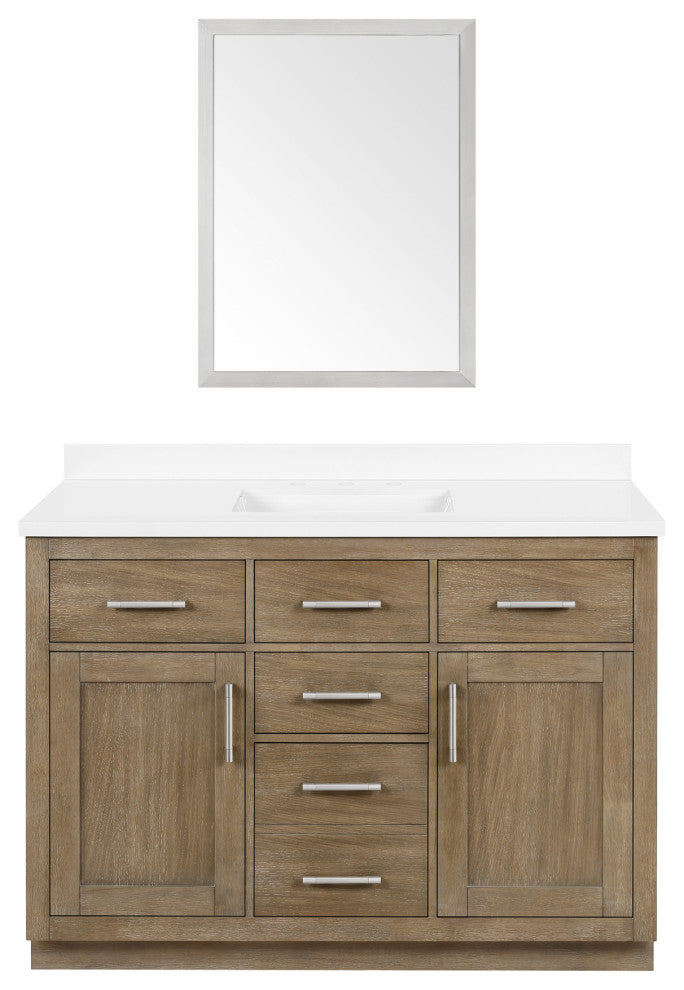 Ove Decors Bailey 48" Single Sink Vanity, Driftwood Oak With Black Hardware