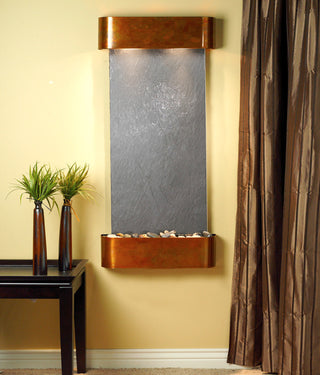 Cascade Springs Water Fountain, Black Featherstone, Rustic Copper, Round