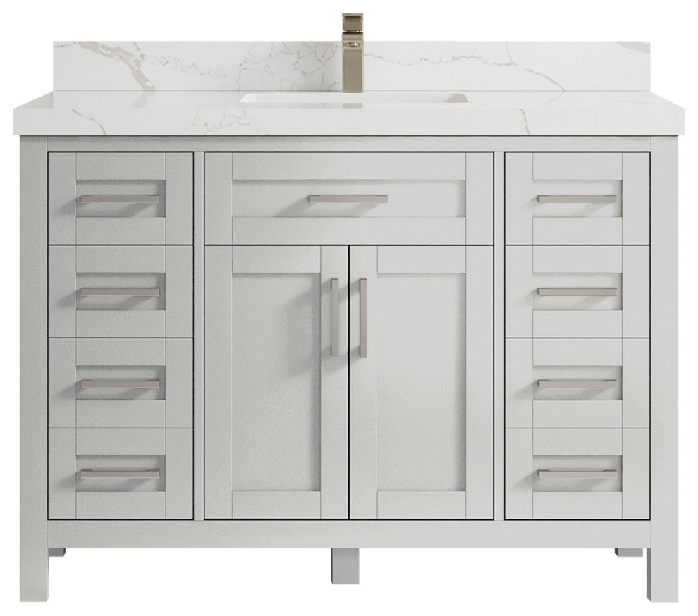 Cambridge 48 Single Sink Bath Vanity in Coventry Gray 2" Calacatta Laza