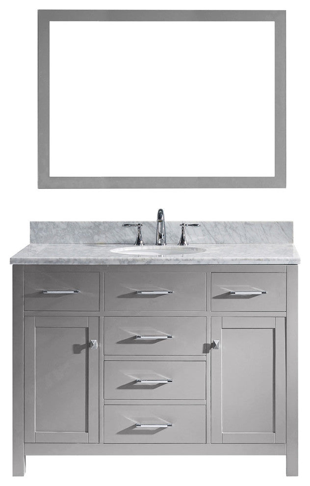 48" Single Bathroom Vanity, Cashmere Gray, Round Sink, Polished Chrome