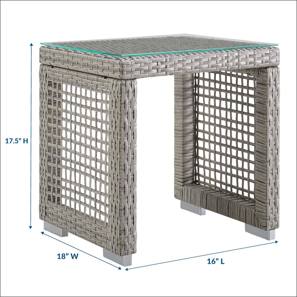 Aura Outdoor Patio Wicker Rattan Side Table Gray