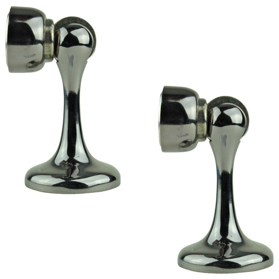 Magnetic Door Stop Safety Catch Black Nickel Zinc Alloy Pack of 2