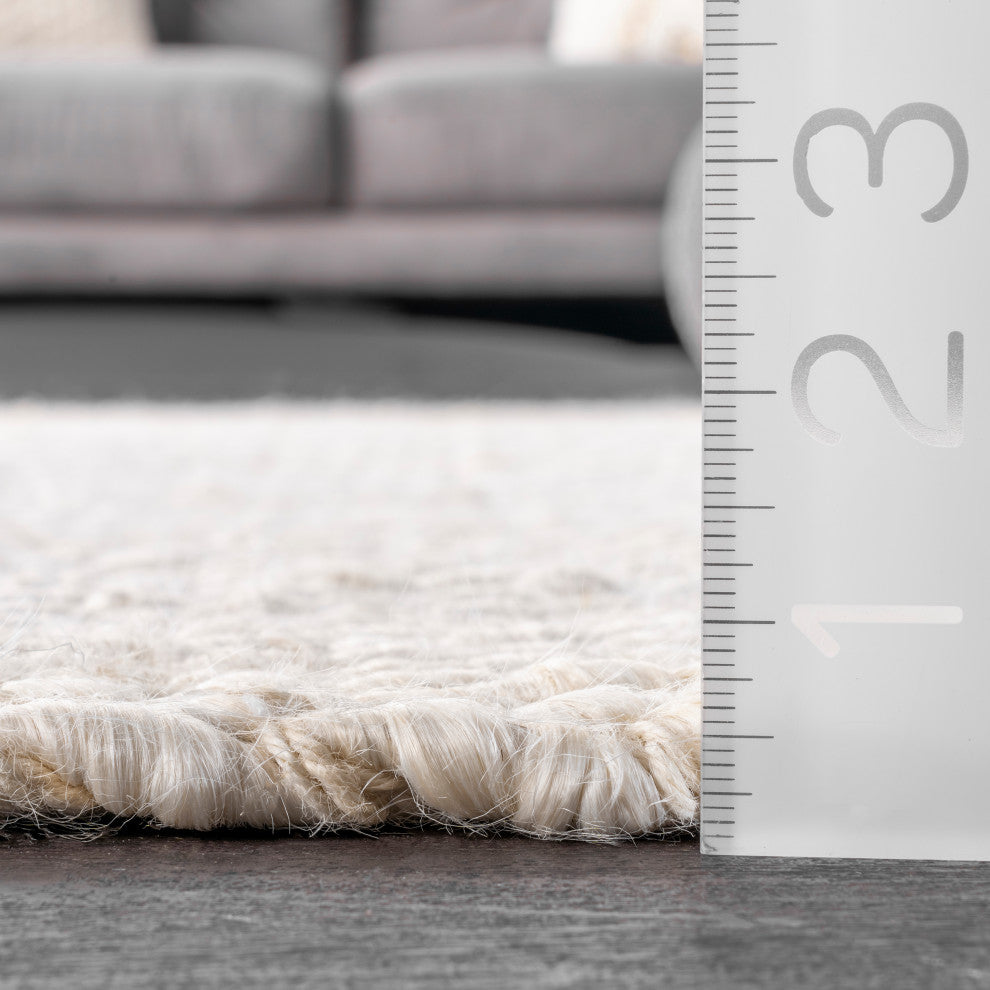 Nuloom Hand Woven Hailey Jute Rug, Off White 6'x9'