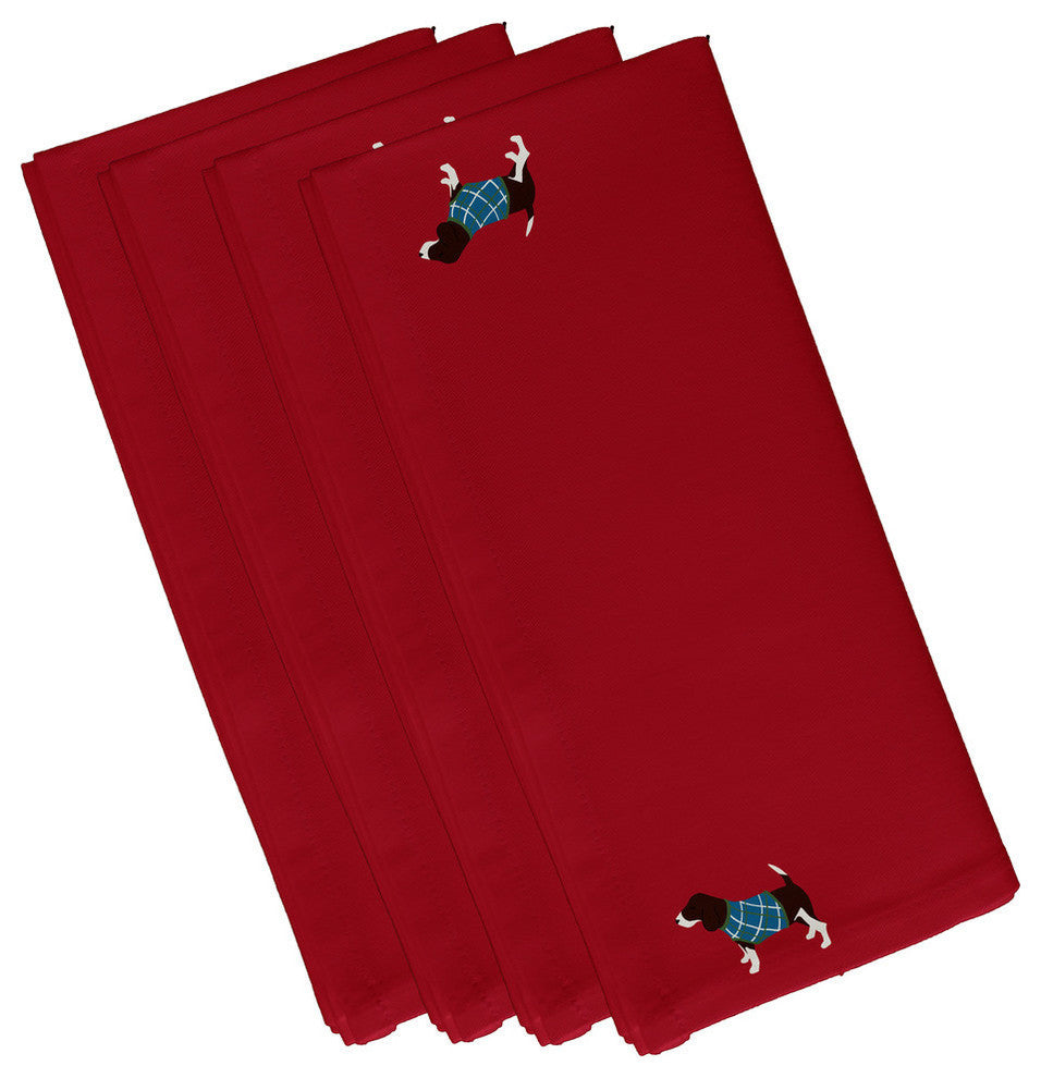 Warmest Wishes, Holiday Animal Print Napkin, Red, Set of 4