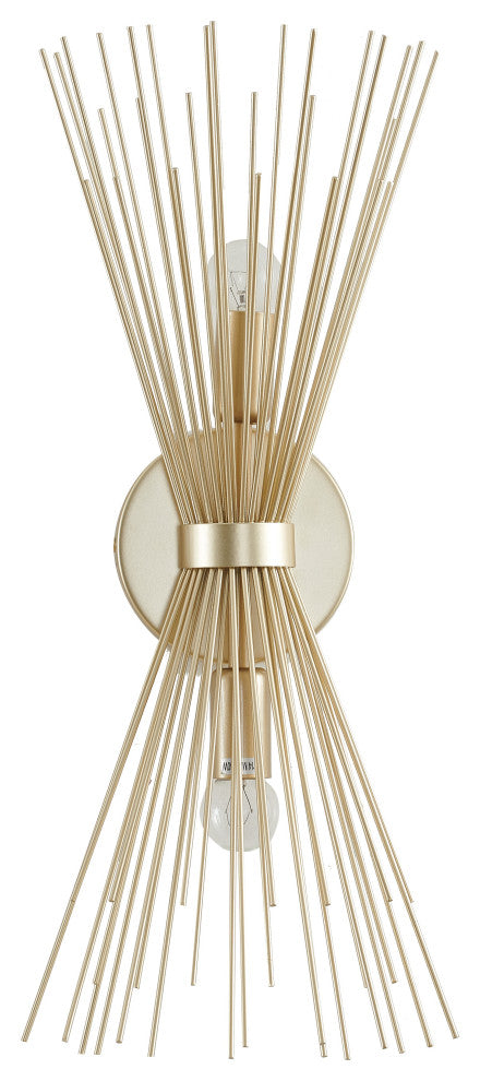 2-Light Gold Iron Spiked Cone Wall Sconce