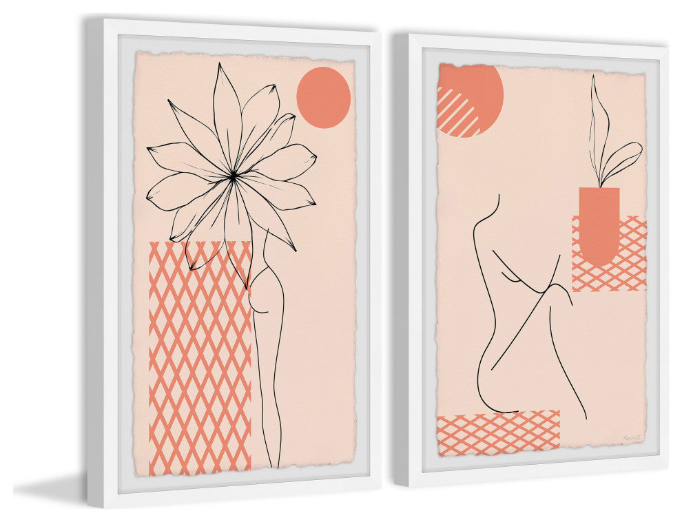 Bare and Sun-Kissed Diptych, 2-Piece Set, 12x18 Panels
