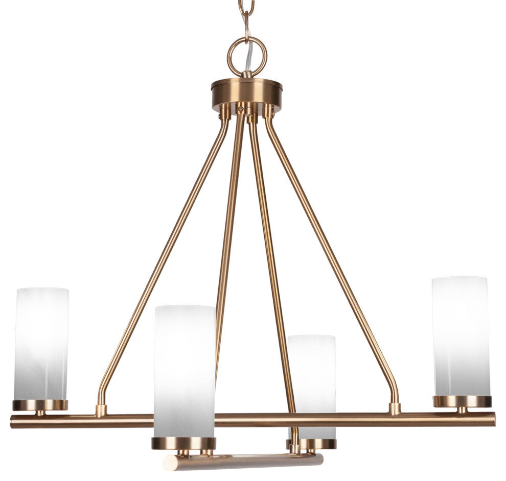 Trinity 4 Light Chandelier Shown, New Age Brass Finish, 2.5" White Marble