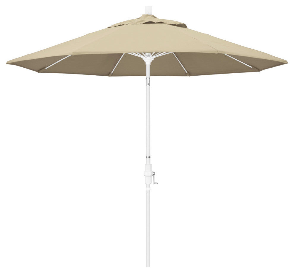 9' White Collar Tilt Lift Fiberglass Rib Aluminum Umbrella, Antique Beige