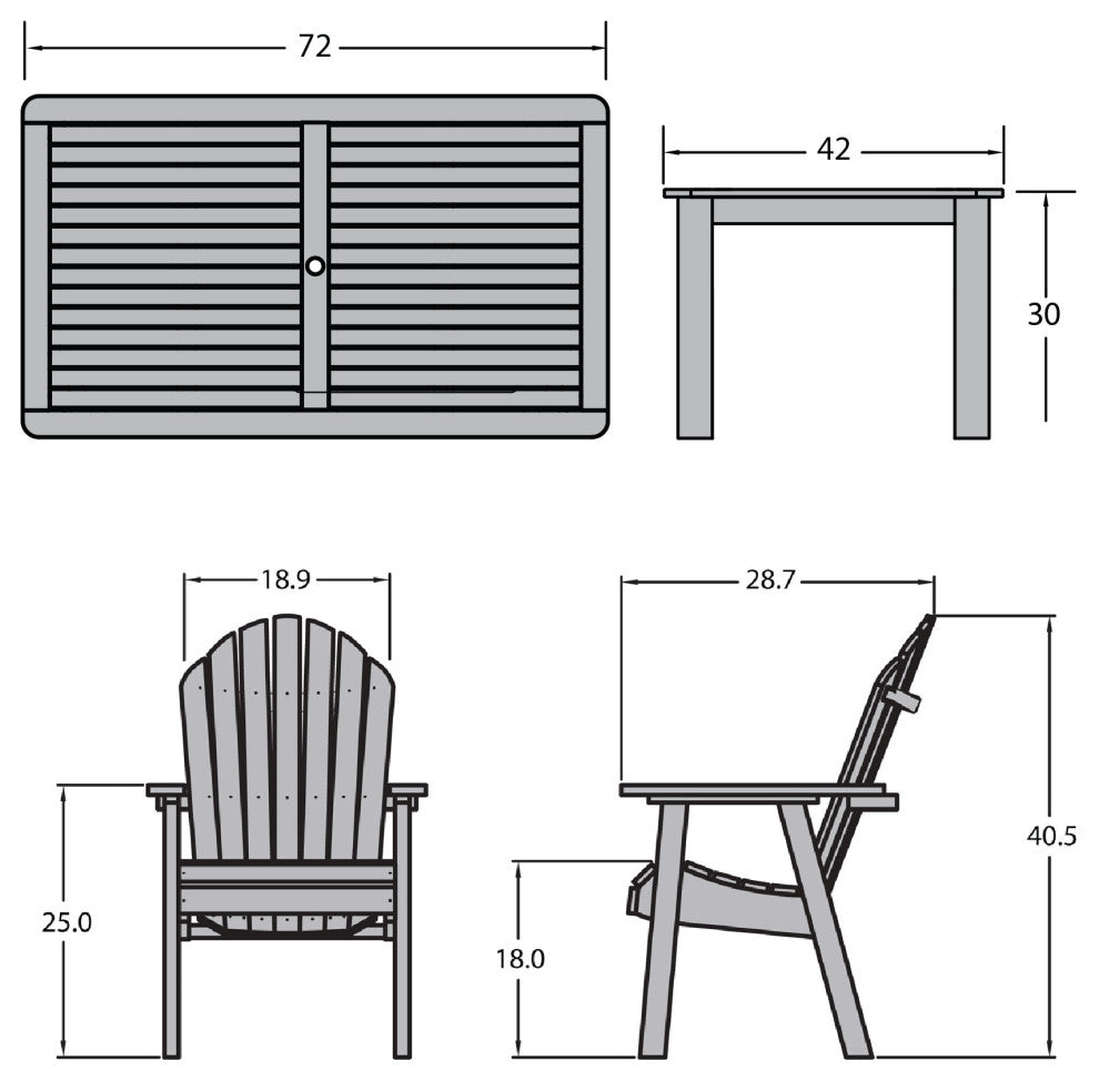 Muskoka 7-Piece 42x72 Bistro Dining Set, Weathered Acorn, Black