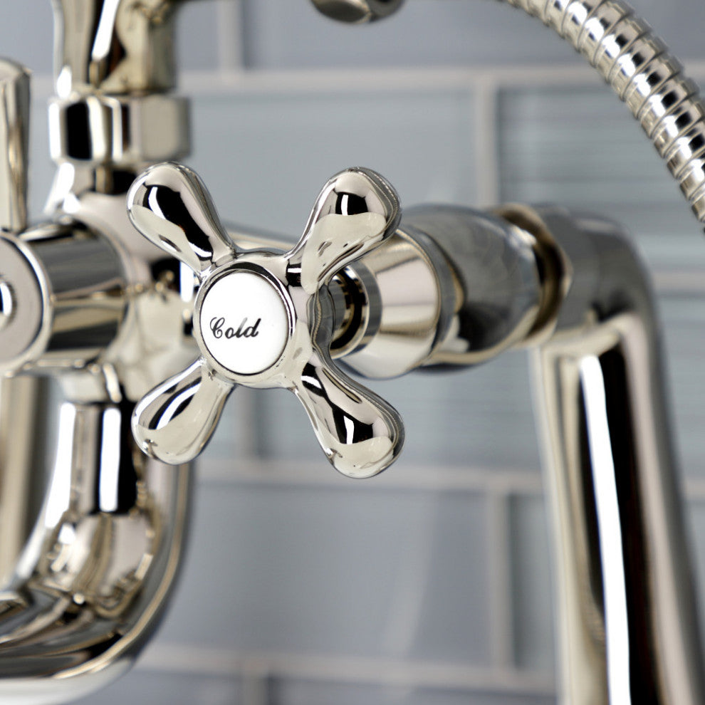 KS228PN Deck Mount Clawfoot Tub Faucet With Hand Shower, Polished Nickel