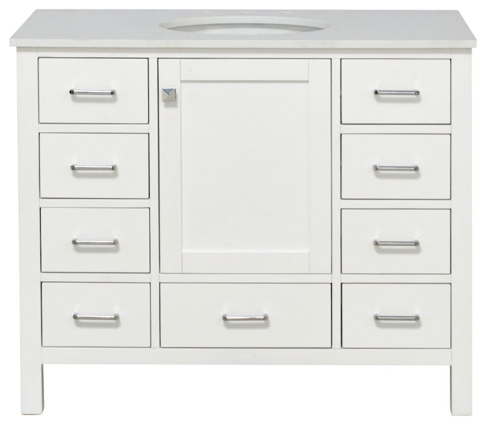 Horizon 42" Bathroom Vanity, White, Engineered White