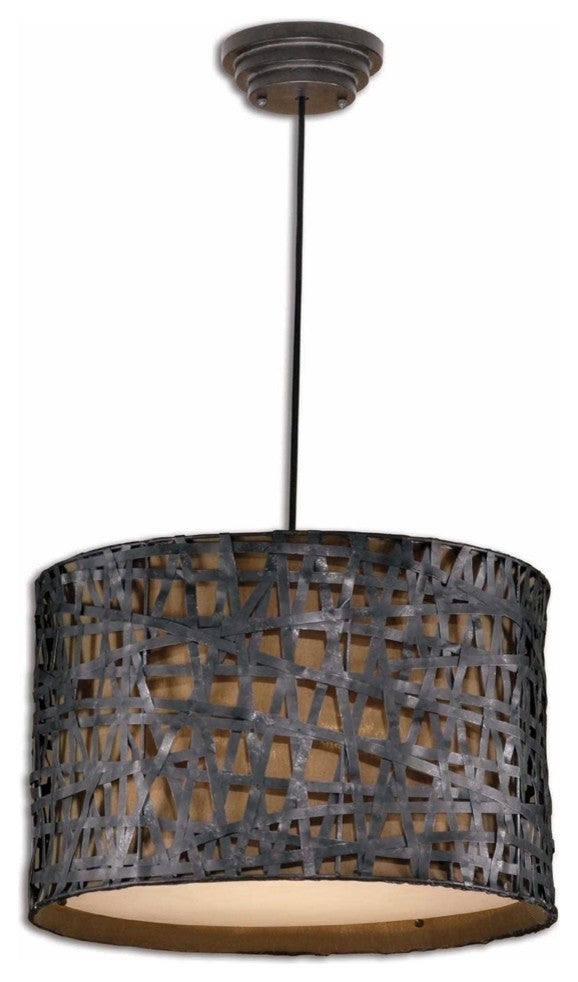 Alita Aged Black Drum Pendant By Designer Carolyn Kinder