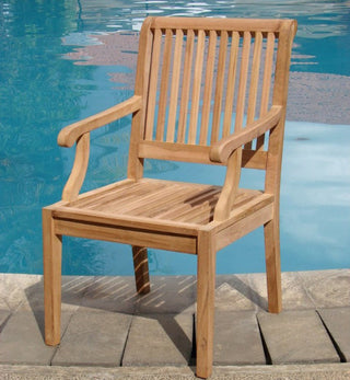 9-Piece Outdoor Patio Teak Dining Set: 83" Rectangle Table, 8 Sack Arm Chairs