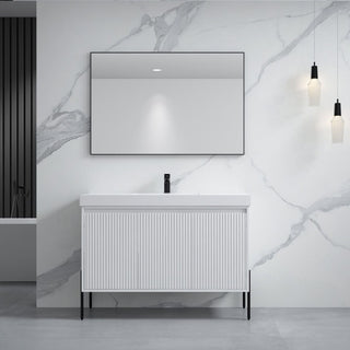 Flutie 48" Bathroom Vanity Set, White, Single Resin White Sink