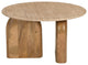 Modrest Kellison Modern Travertine Marble, Wood End Table