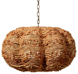 Clamshell Wood Beaded 4-Light Chandelier, Natural
