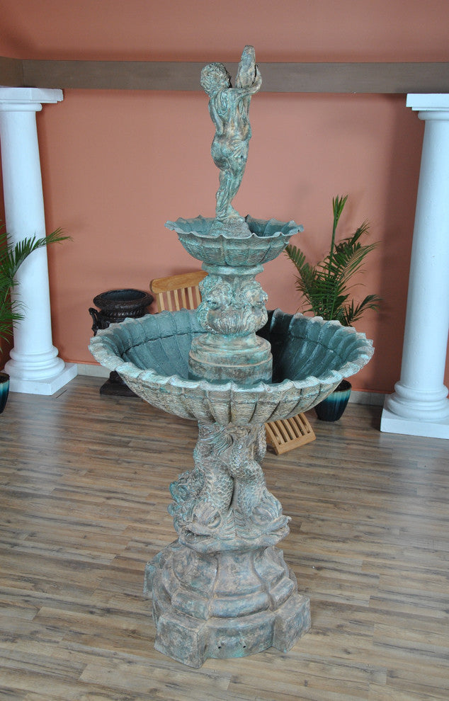 Bronze Boy With Fish Fountain