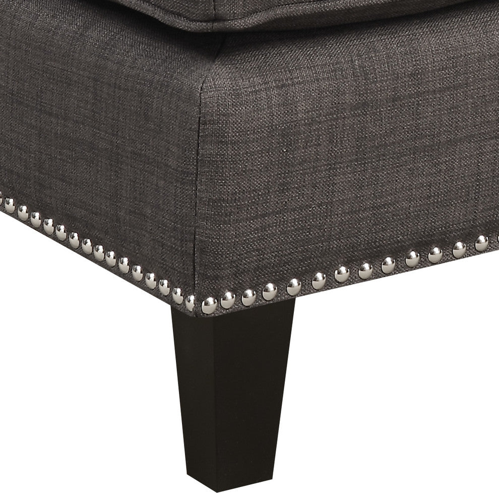 Emery Ottoman, Blue, Charcoal