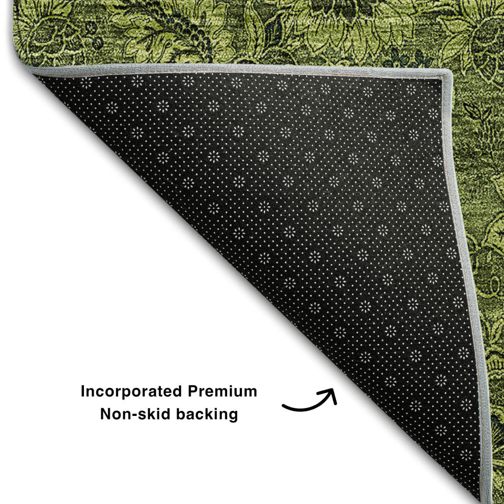 Premium Machine Washable Mayfield AMF661 Olive 5' x 7'6" Rug