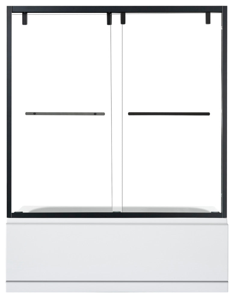 Brescia 60" W x 58" H Double Sliding Framed Tub Door, Matte Black