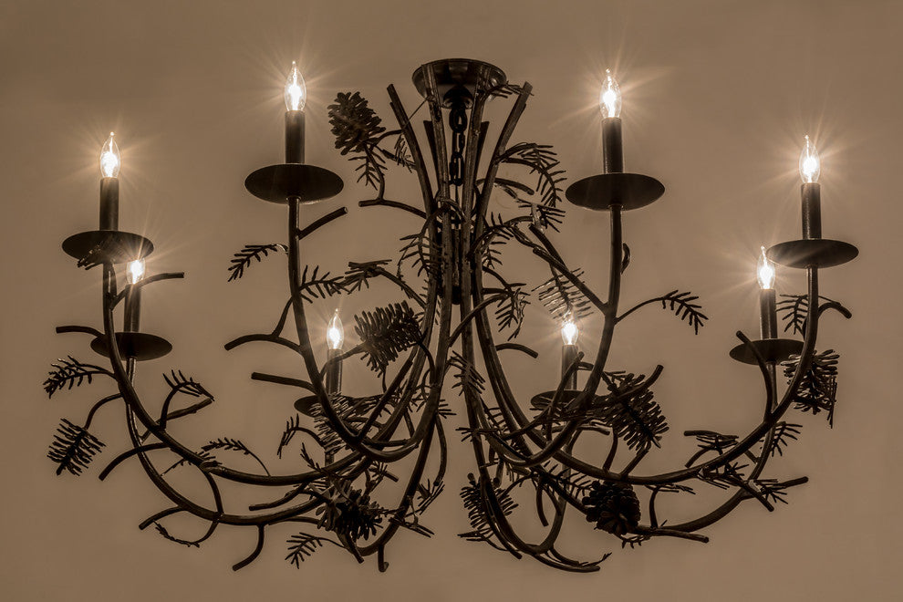 42 Wide Pinecone 8 Light Chandelier