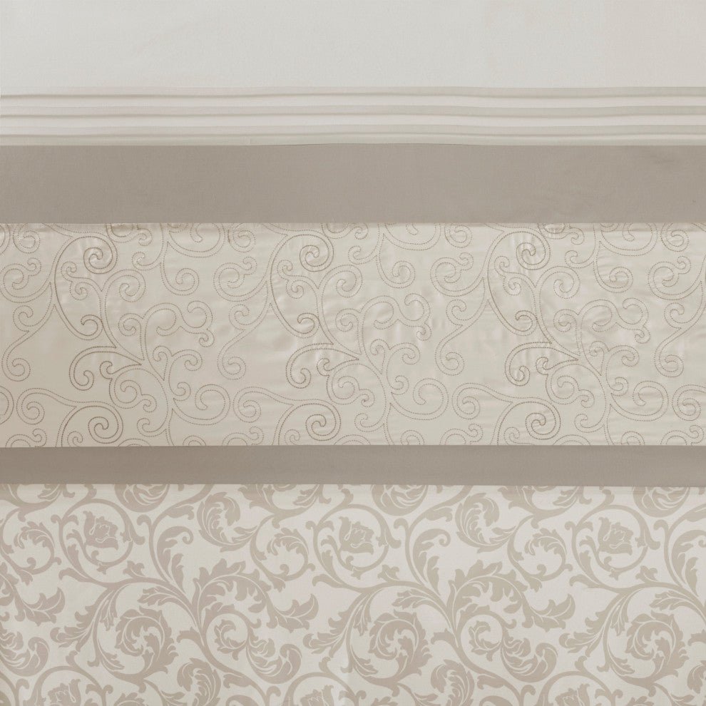 510 Design Ramsey Embroidered Microfiber Shower Curtain, Neutral