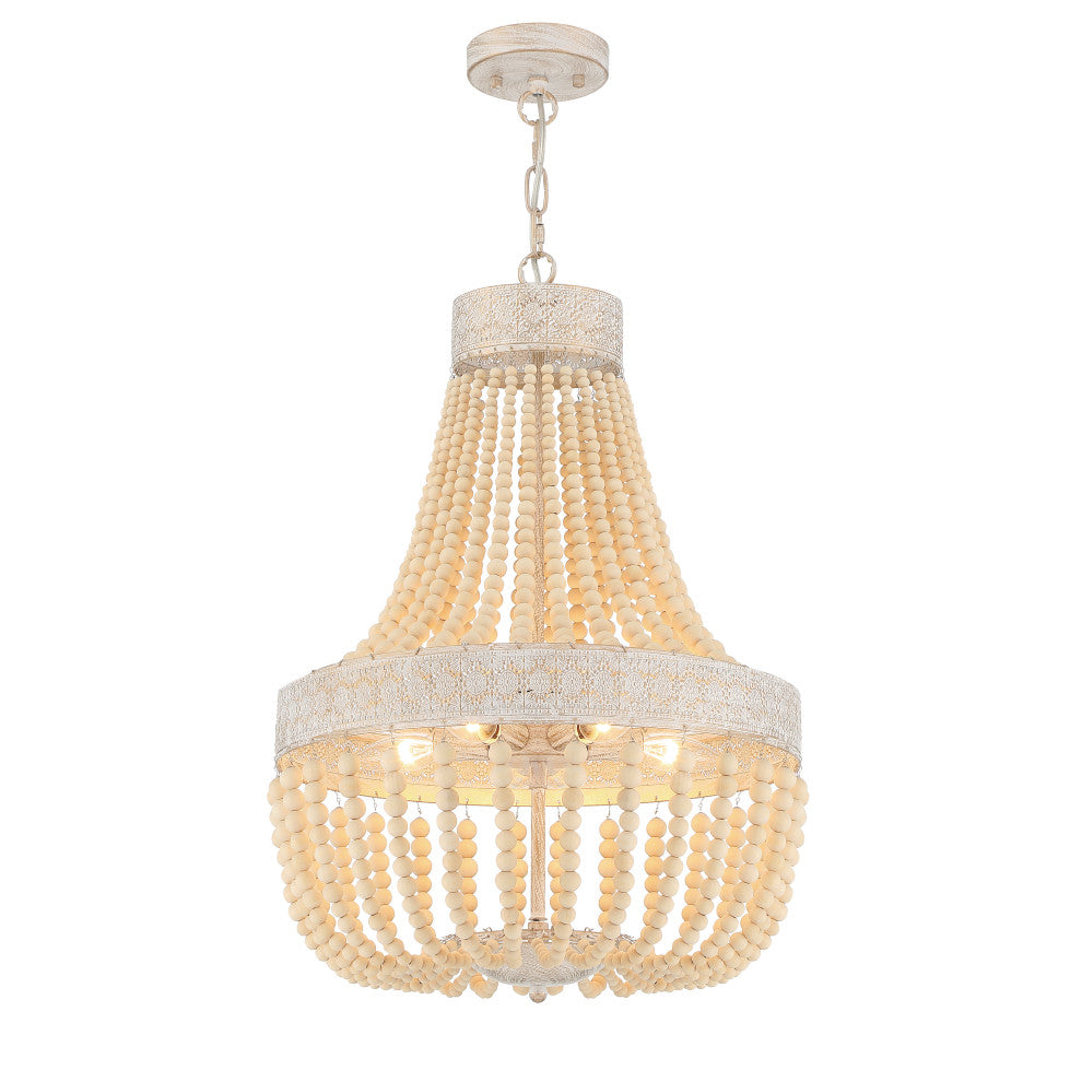 5 Light Unique Empire or Tiered Chandelier, Beaded Accents