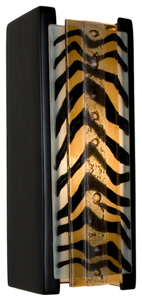 Safari Wall Sconce, Matador Black Gloss and Zebra Caramel, Bulb Type: E12