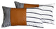 Set of 2 Striped and Bright Brown Faux Leather Lumbar Pillow Covers